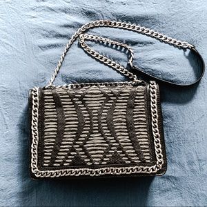 Zara Leather & Chain Crossbody Bag